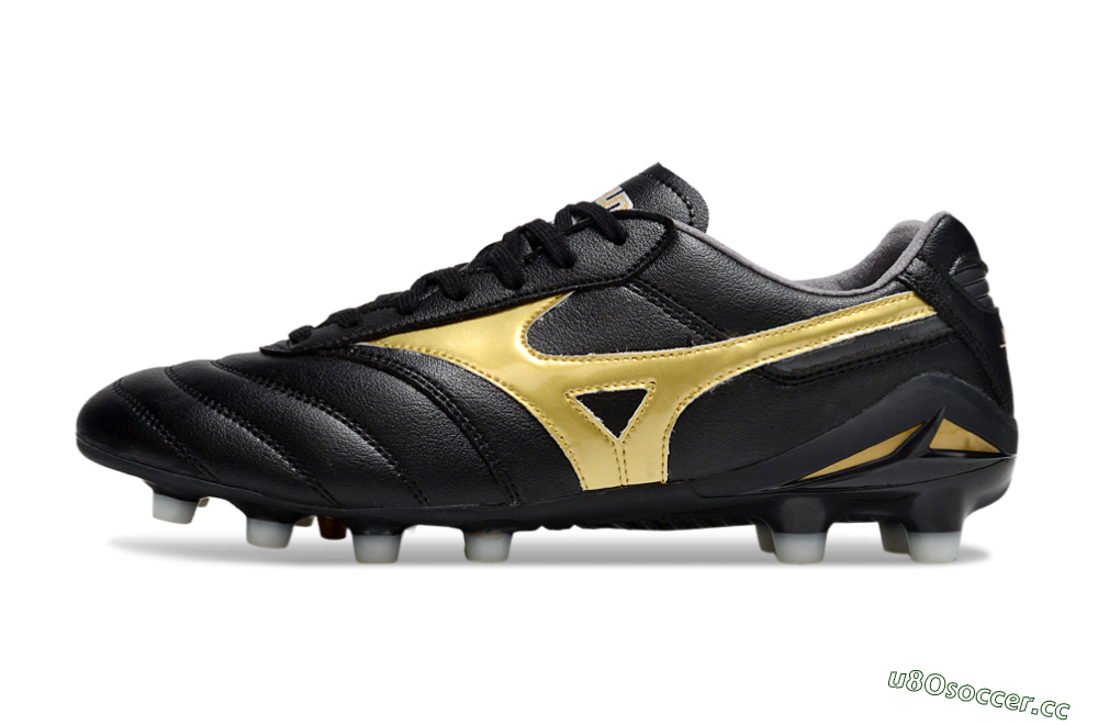 Men's Mizuno Morelia Neo 2 FG Firm Ground Low-Tops Football Boots - Black/Metallic Gold/Classic Black 0