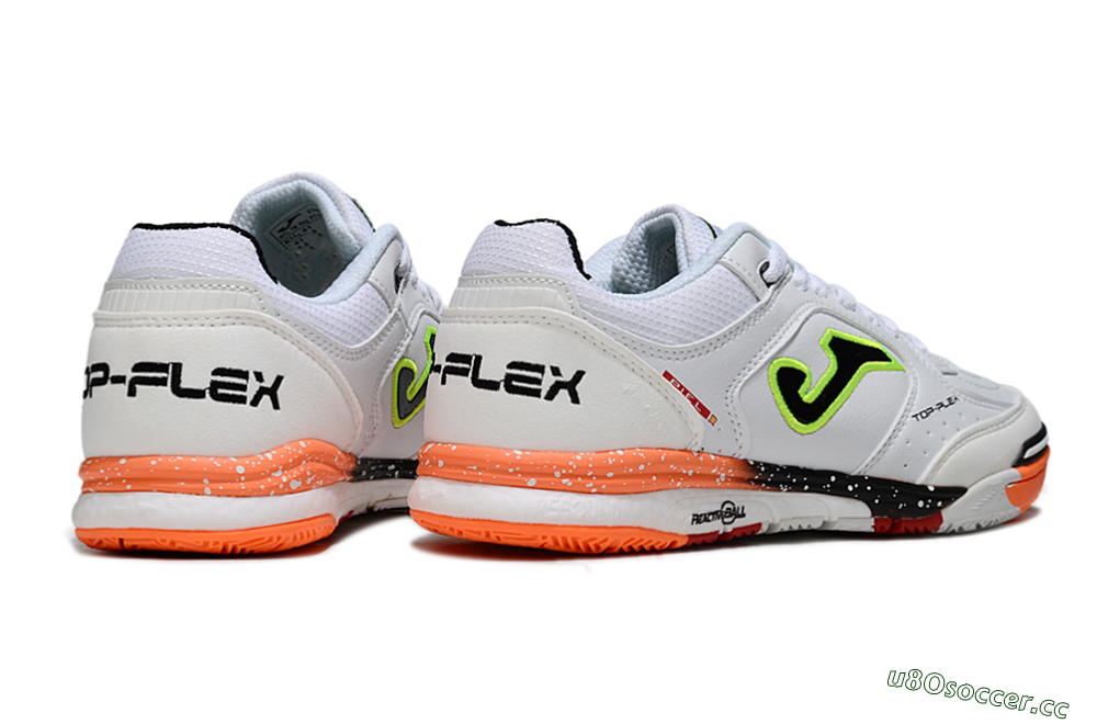 Men's Joma Top Flex IC Indoor & Futsal Low-Tops Football Shoes - White/Electric Green/Fiery Orange 6