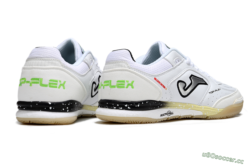 Men's Joma Top Flex IC Indoor & Futsal Low-Tops Football Shoes - White/Lime Green/Black 5