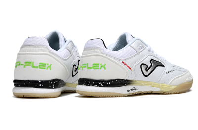 Men's Joma Top Flex IC Indoor & Futsal Low-Tops Football Shoes - White/Lime Green/Black