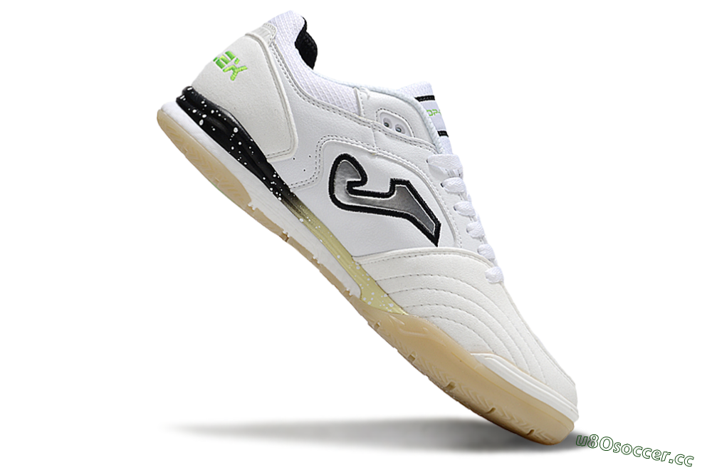 Men's Joma Top Flex IC Indoor & Futsal Low-Tops Football Shoes - White/Lime Green/Black 3