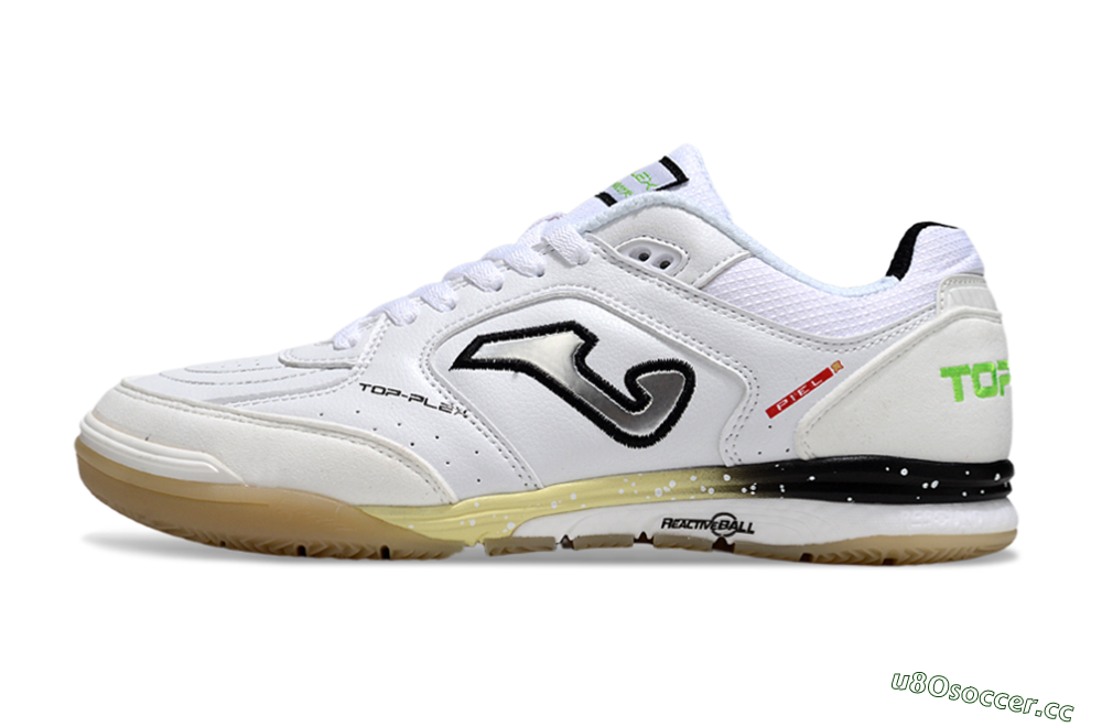 Men's Joma Top Flex IC Indoor & Futsal Low-Tops Football Shoes - White/Lime Green/Black 2