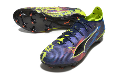 Men's Puma Ultra Ultimate FG Firm Ground Low-Tops Football Boots - Navy/Electric Yellow/Dynamic Blue