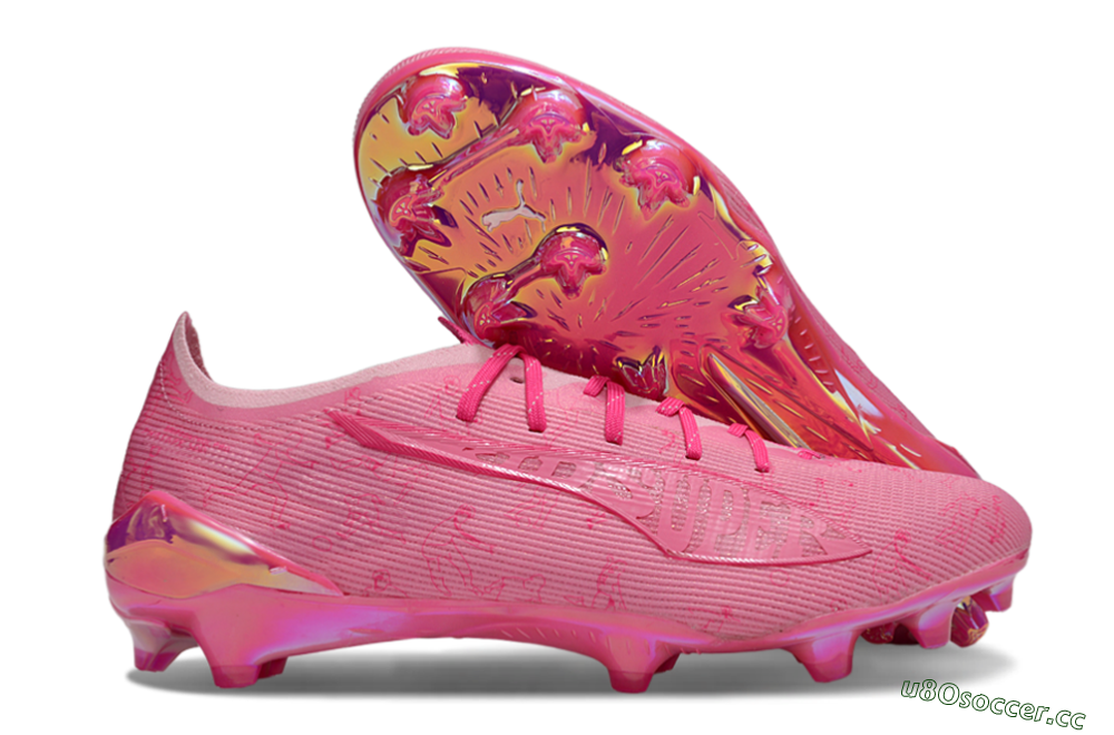 Men's Puma Ultra Ultimate FG Firm Ground Low-Tops Football Boots - Pink/Vibrant Pink/Reflective Pink 2