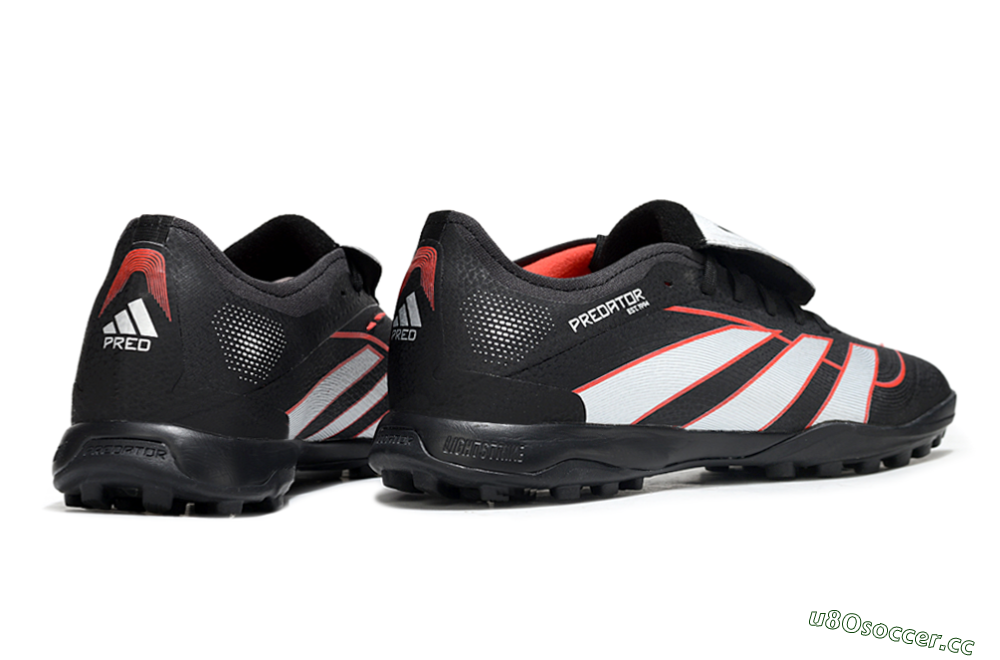 Men's Adidas Predator League Fold-Over Tongue TF Artificial Turf Low-Tops Football Shoes - Black/Bright Red/Sleek White 6