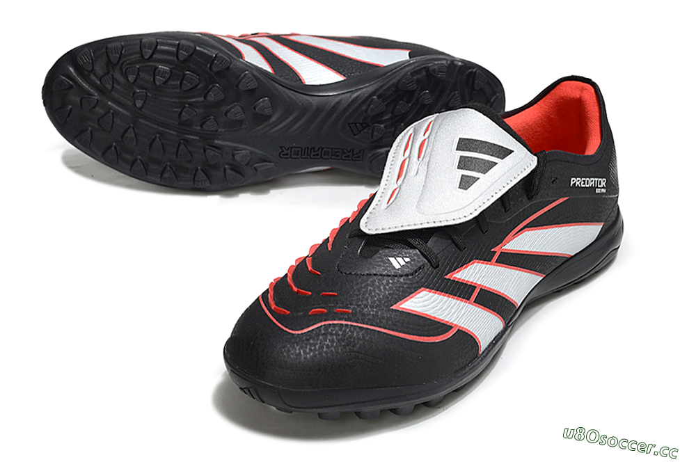 Men's Adidas Predator League Fold-Over Tongue TF Artificial Turf Low-Tops Football Shoes - Black/Bright Red/Sleek White 3