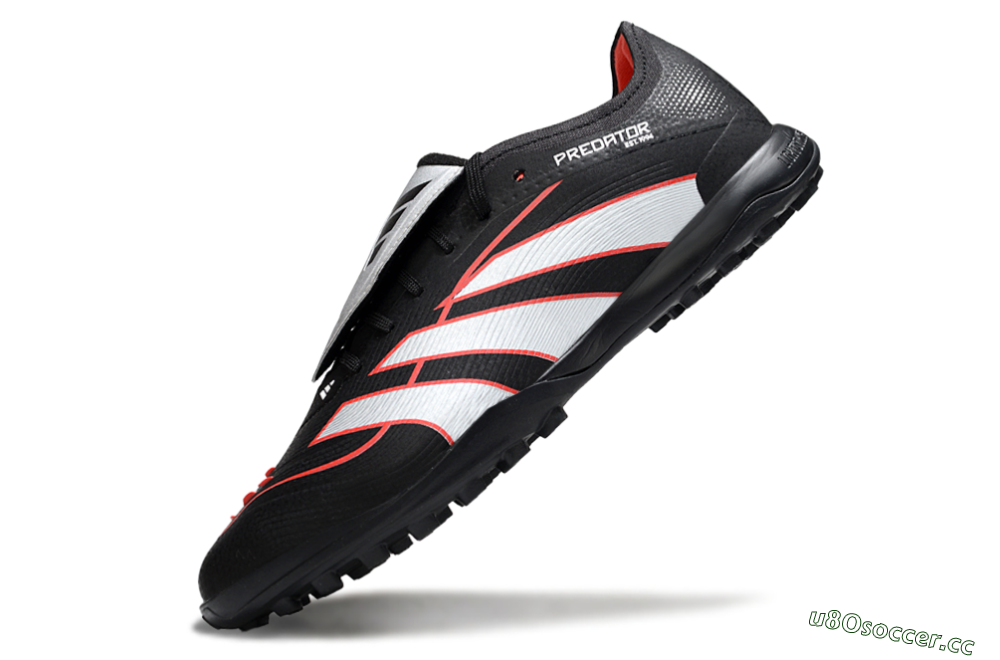 Men's Adidas Predator League Fold-Over Tongue TF Artificial Turf Low-Tops Football Shoes - Black/Bright Red/Sleek White 5