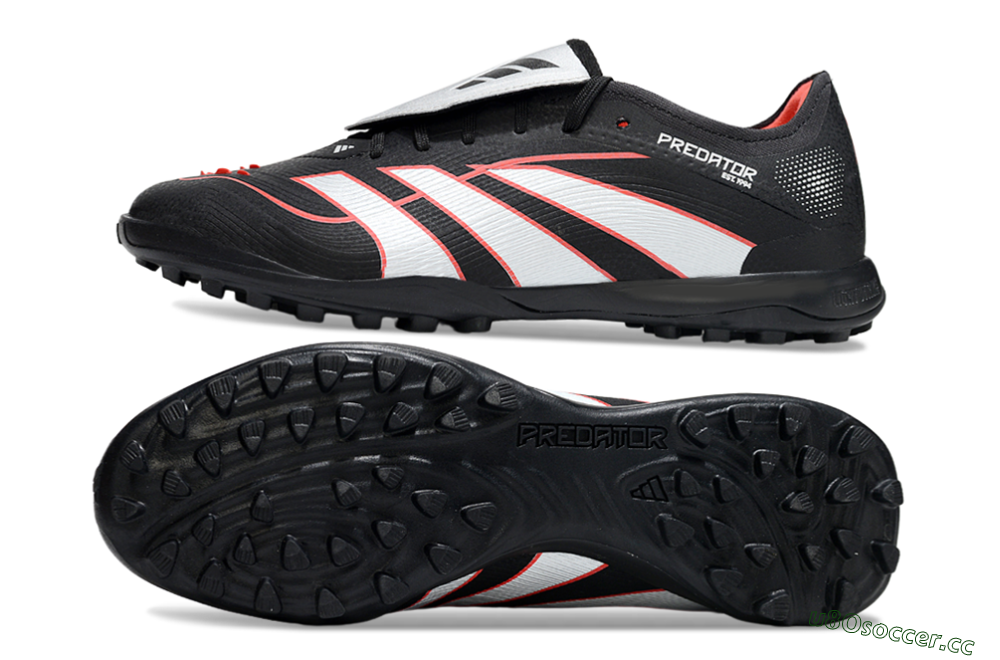 Men's Adidas Predator League Fold-Over Tongue TF Artificial Turf Low-Tops Football Shoes - Black/Bright Red/Sleek White 1