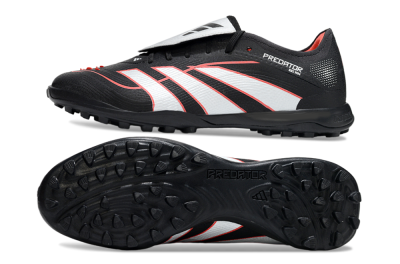 Men's Adidas Predator League Fold-Over Tongue TF Artificial Turf Low-Tops Football Shoes - Black/Bright Red/Sleek White