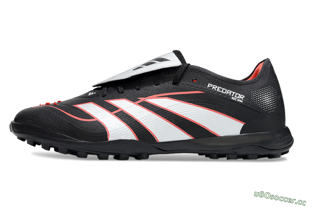 Men's Adidas Predator League Fold-Over Tongue TF Artificial Turf Low-Tops Football Shoes - Black/Bright Red/Sleek White 0