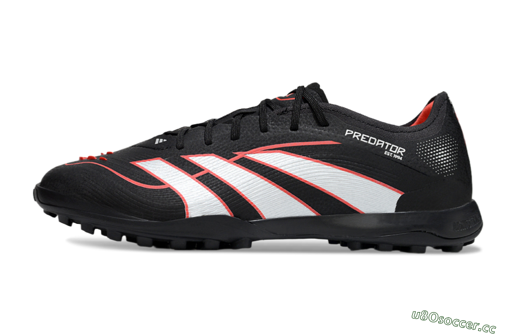 Men's Adidas Predator 25 Elite TF Artificial Turf Low-Tops Football Shoes - Black/Fiery Red/White 0