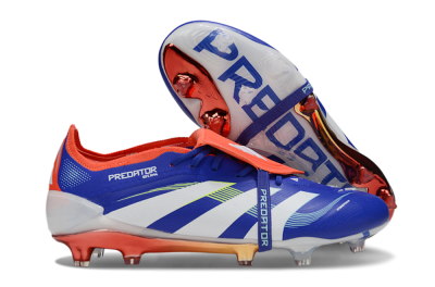 Men's Adidas Predator 25 Elite Fold-Over Tongue FG Firm Ground Low-Tops Football Boots - Blue/Vibrant Orange/Neon Green