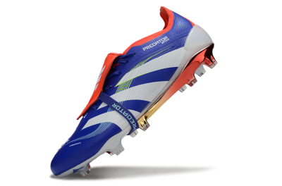 Men's Adidas Predator 25 Elite Fold-Over Tongue FG Firm Ground Low-Tops Football Boots - Blue/Vibrant Orange/Neon Green
