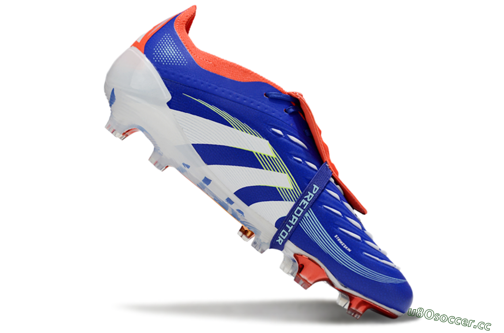 Men's Adidas Predator 25 Elite Fold-Over Tongue FG Firm Ground Low-Tops Football Boots - Blue/Vibrant Orange/Neon Green 3