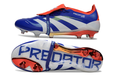 Men's Adidas Predator 25 Elite Fold-Over Tongue FG Firm Ground Low-Tops Football Boots - Blue/Vibrant Orange/Neon Green