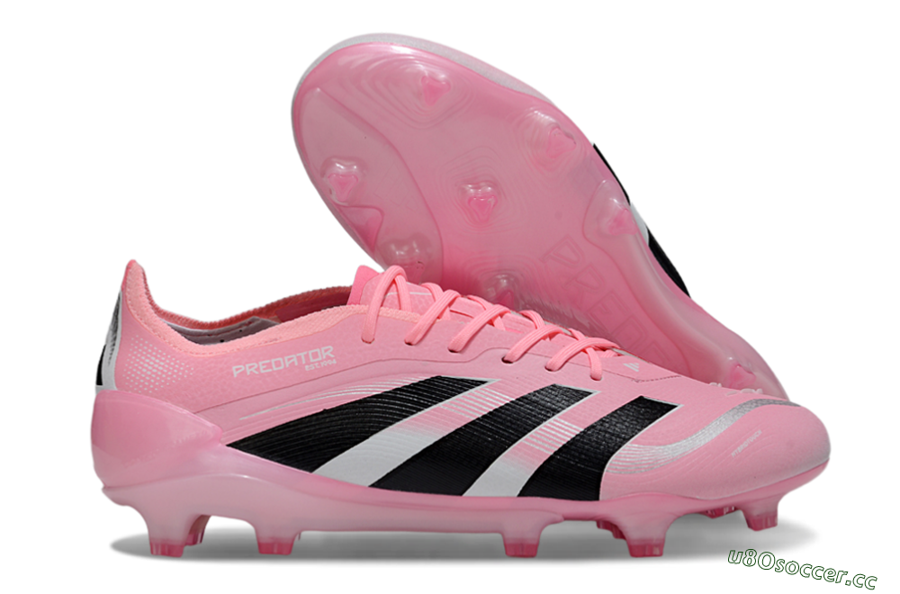 Men's Adidas Predator 25 Elite FG Firm Ground Low-Tops Football Boots - Pink/Soft Pink/Jet Black 2