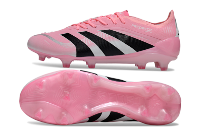 Men's Adidas Predator 25 Elite FG Firm Ground Low-Tops Football Boots - Pink/Soft Pink/Jet Black