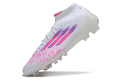 Men's Adidas F50 Elite Mid FG Firm Ground High-Tops Football Boots - White/Vibrant Pink/Electric Blue