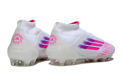 Men's Adidas F50 Elite Mid FG Firm Ground High-Tops Football Boots - White/Vibrant Pink/Electric Blue