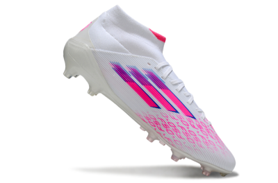 Men's Adidas F50 Elite Mid FG Firm Ground High-Tops Football Boots - White/Vibrant Pink/Electric Blue