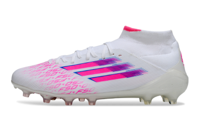 Men's Adidas F50 Elite Mid FG Firm Ground High-Tops Football Boots - White/Vibrant Pink/Electric Blue