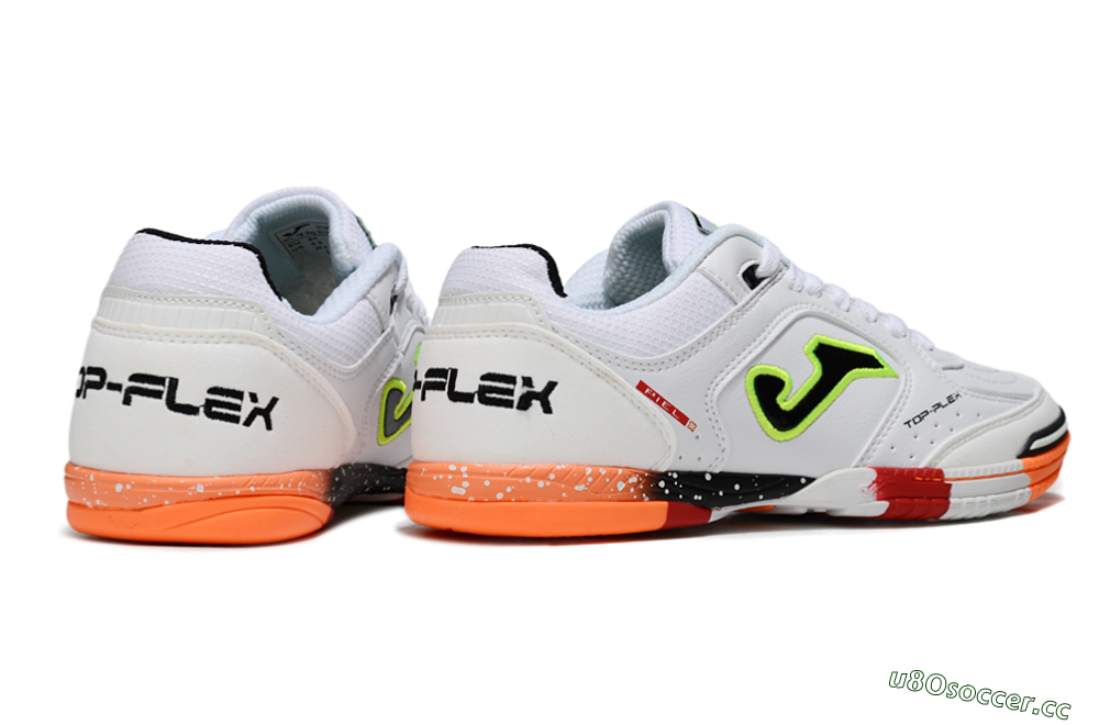 Men's Joma Top Flex IC Indoor & Futsal Low-Tops Football Shoes - White/Neon Green/Orange Blaze 6