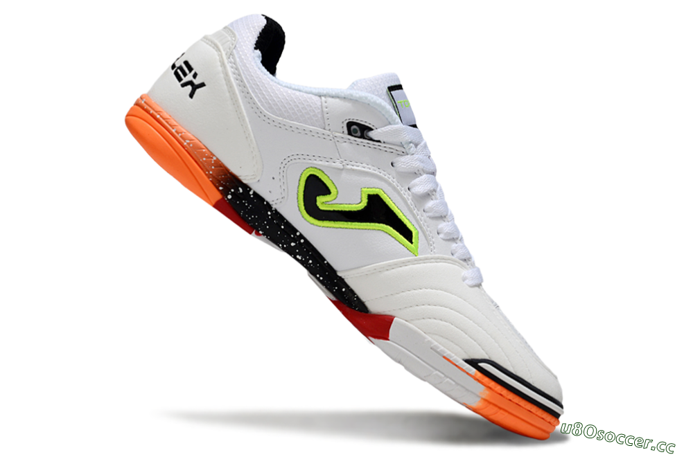 Men's Joma Top Flex IC Indoor & Futsal Low-Tops Football Shoes - White/Neon Green/Orange Blaze 4