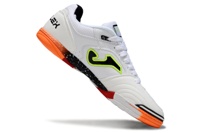 Men's Joma Top Flex IC Indoor & Futsal Low-Tops Football Shoes - White/Neon Green/Orange Blaze