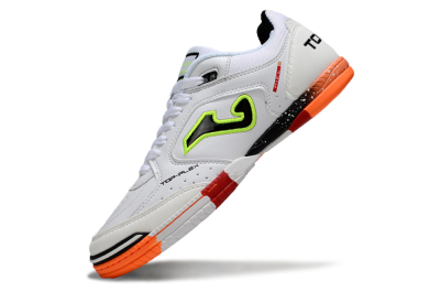 Men's Joma Top Flex IC Indoor & Futsal Low-Tops Football Shoes - White/Neon Green/Orange Blaze