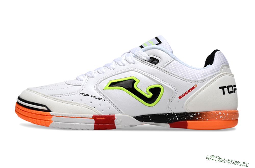 Men's Joma Top Flex IC Indoor & Futsal Low-Tops Football Shoes - White/Neon Green/Orange Blaze 0
