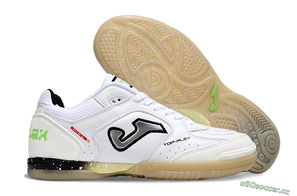 Men's Joma Top Flex IC Indoor & Futsal Low-Tops Football Shoes - White/Black/Green 2