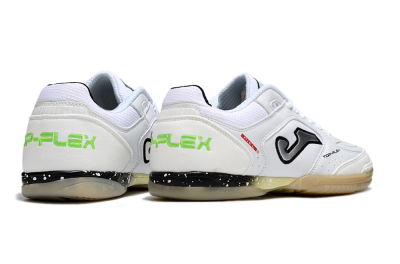 Men's Joma Top Flex IC Indoor & Futsal Low-Tops Football Shoes - White/Black/Green