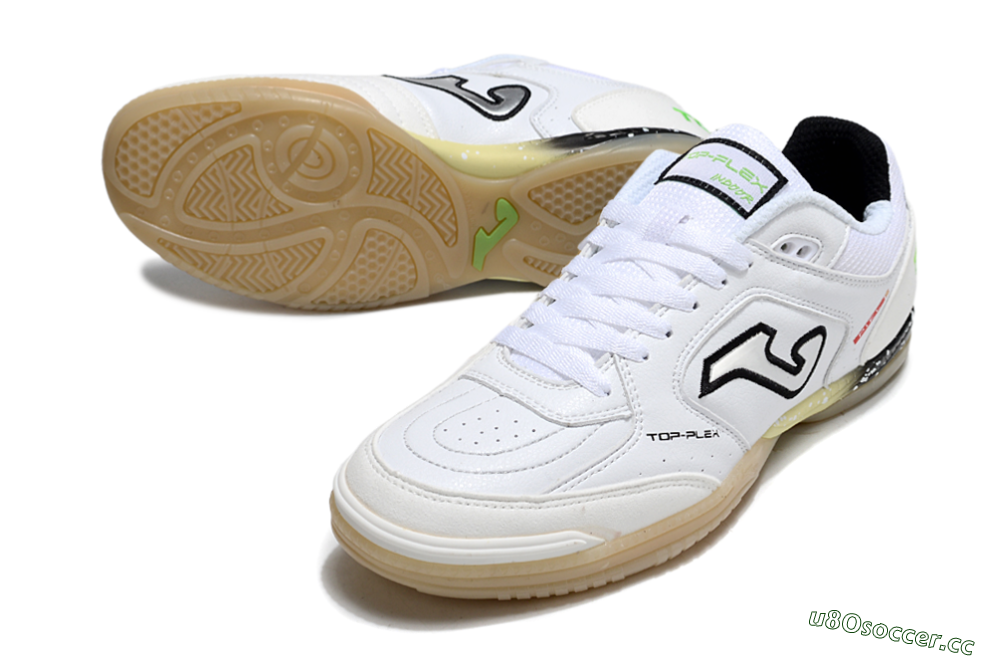 Men's Joma Top Flex IC Indoor & Futsal Low-Tops Football Shoes - White/Black/Green 3