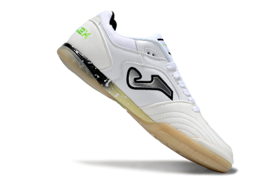 Men's Joma Top Flex IC Indoor & Futsal Low-Tops Football Shoes - White/Black/Green