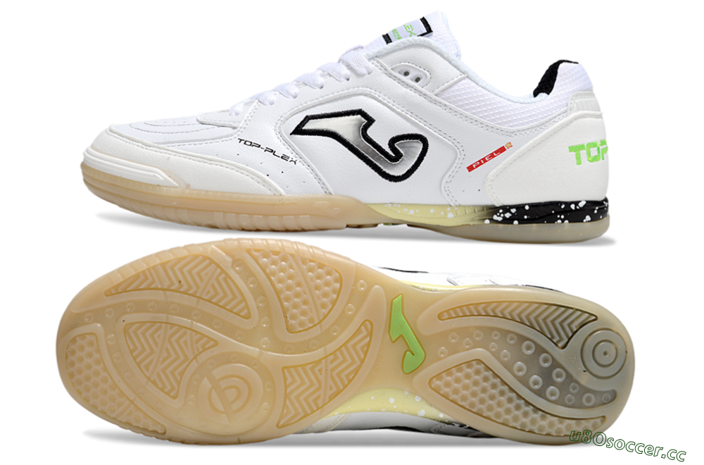 Men's Joma Top Flex IC Indoor & Futsal Low-Tops Football Shoes - White/Black/Green 1