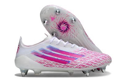 Men's Adidas F50 Elite SG Soft Ground Low-Tops Football Boots - White/Bright Pink/Blue Fusion