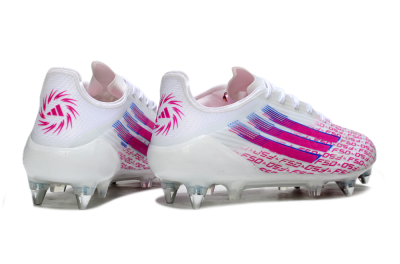 Men's Adidas F50 Elite SG Soft Ground Low-Tops Football Boots - White/Bright Pink/Blue Fusion