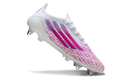 Men's Adidas F50 Elite SG Soft Ground Low-Tops Football Boots - White/Bright Pink/Blue Fusion