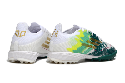 Men's Adidas F50 Pro TF Artificial Turf Low-Tops Football Shoes - White/Green Splash/Golden Burst