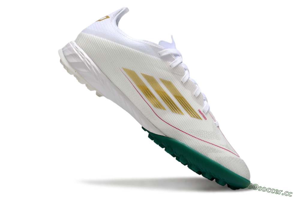 Men's Adidas F50 Pro TF Artificial Turf Low-Tops Football Shoes - White/Green Splash/Golden Burst 4
