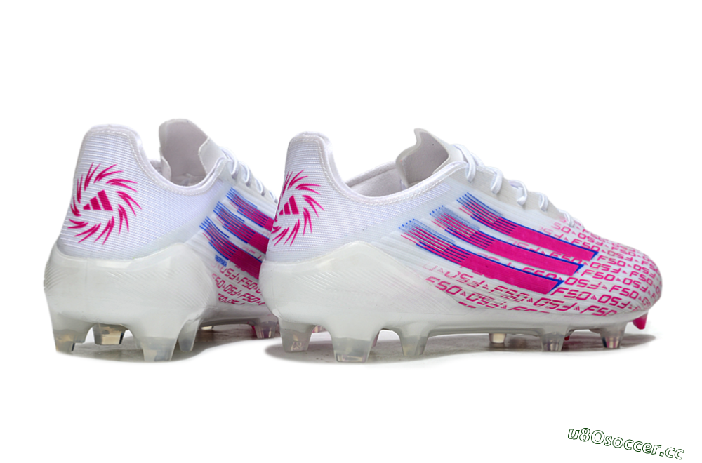 Unisex Adidas F50 Elite FG Firm Ground Low-Tops Football Boots - White/Fuchsia Pink/Blue 6