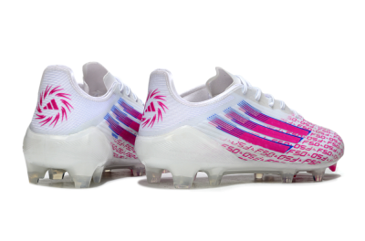 Unisex Adidas F50 Elite FG Firm Ground Low-Tops Football Boots - White/Fuchsia Pink/Blue