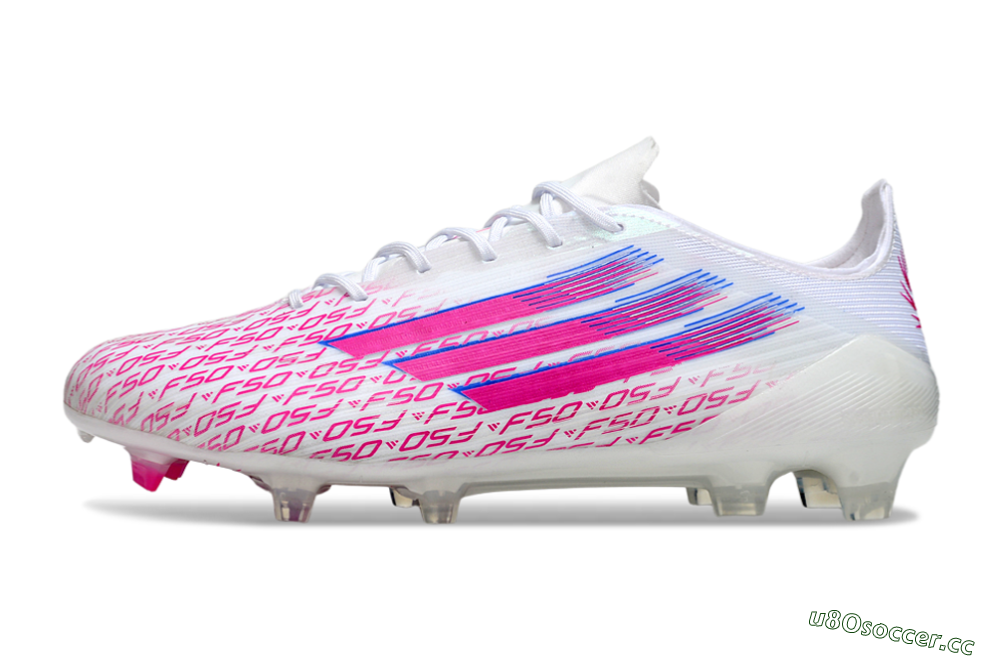 Unisex Adidas F50 Elite FG Firm Ground Low-Tops Football Boots - White/Fuchsia Pink/Blue 0