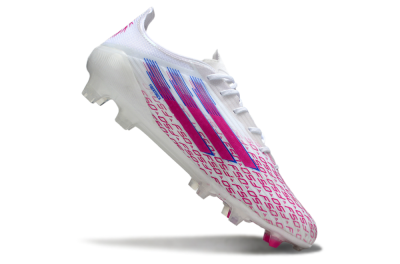 Unisex Adidas F50 Elite FG Firm Ground Low-Tops Football Boots - White/Fuchsia Pink/Blue