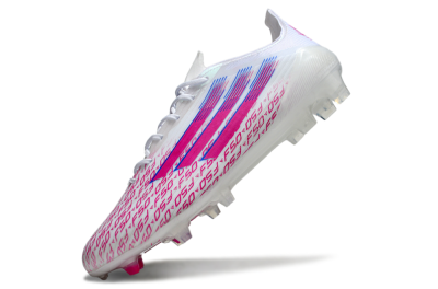 Unisex Adidas F50 Elite FG Firm Ground Low-Tops Football Boots - White/Fuchsia Pink/Blue