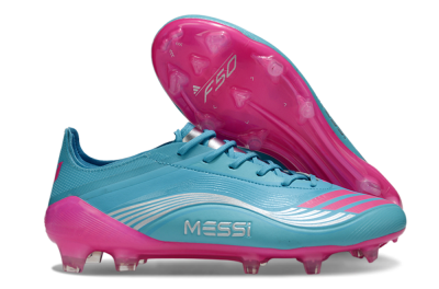 Unisex Messi x Adidas F50 Elite FG Firm Ground Low-Tops Football Boots - Cyan/Pink/Light Blue