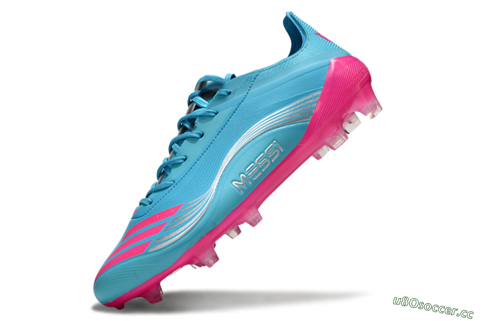 Unisex Messi x Adidas F50 Elite FG Firm Ground Low-Tops Football Boots - Cyan/Pink/Light Blue 5