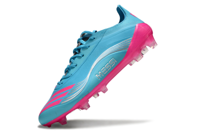 Unisex Messi x Adidas F50 Elite FG Firm Ground Low-Tops Football Boots - Cyan/Pink/Light Blue