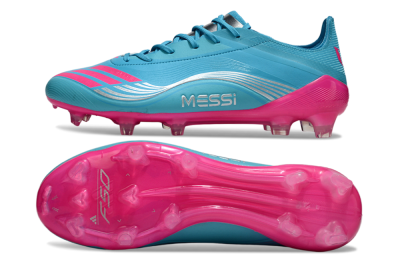 Unisex Messi x Adidas F50 Elite FG Firm Ground Low-Tops Football Boots - Cyan/Pink/Light Blue