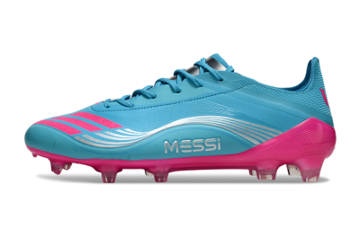 Unisex Messi x Adidas F50 Elite FG Firm Ground Low-Tops Football Boots - Cyan/Pink/Light Blue